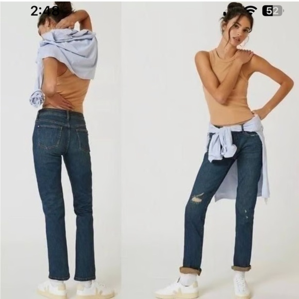 🧋Pilcro Anthropologie Slim Boyfriend denim jeans mid-rise blue distressed 28